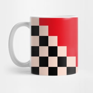 Classic Black and White Red Checker Ethnic Pattern Mug